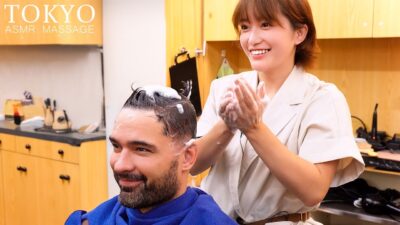 ASMR💈最高のストレス解消法！床屋のヘッドマッサージ・シャンプー・シェービング