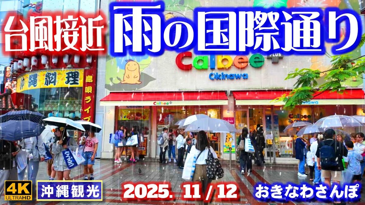 ◤沖縄旅行◢ 賑わう国際通りを雨さんぽ♯1093 おきなわさんぽTyphoon No. 26 approaches, walking along Kokusai Street in the rain.