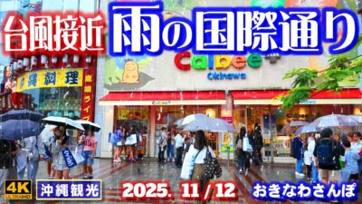 ◤沖縄旅行◢ 賑わう国際通りを雨さんぽ♯1093 おきなわさんぽTyphoon No. 26 approaches, walking along Kokusai Street in the rain.