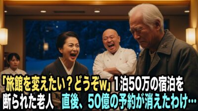 「旅館を変えたい？」もちろんです！お好きにどうぞ！」ボロ服の老人を見下し1泊50万円の宿泊を断る高級旅館の女将…だが、その場でライバル旅館に社員1000人10年分、宿泊予約した結果…