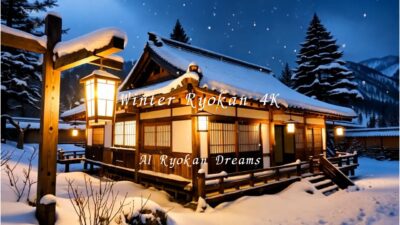 4K Japanese Ryokan in Winter | Peaceful Snowfall for Sleep & Study