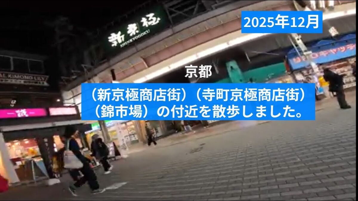 [ 4K ]【ウォーキング動画〔Walking video〕】2025年12月　京都府京都市【新京極商店街】【寺町京極商店街】【錦市場】の付近を散歩しました。
