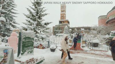 4k Japan Walk Heavy Snowy Sapporo Hokkaido to Shiroi Koibito Park北海道札幌宮の沢駅から白い恋人パークへ歩く