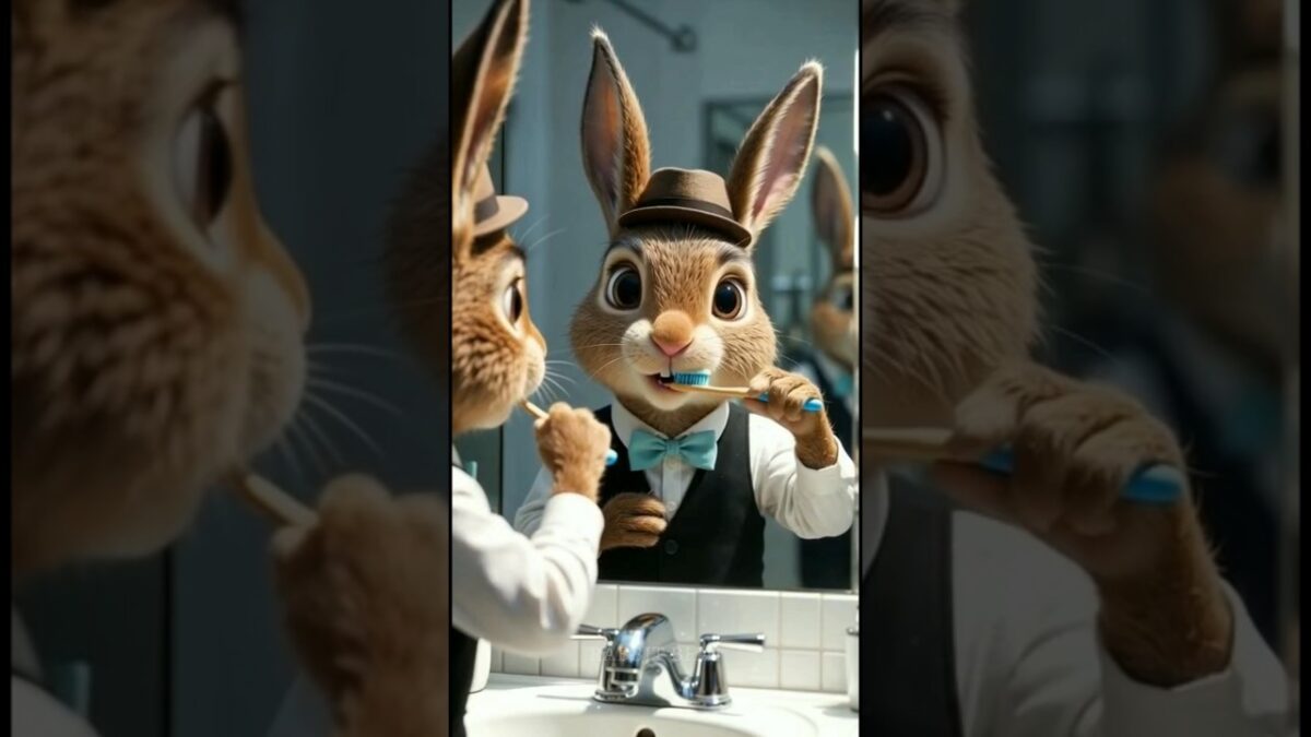 “My rabbit’s morning routine is better than mine ☕️” l #shorts #rabbit #animals #routinevlog