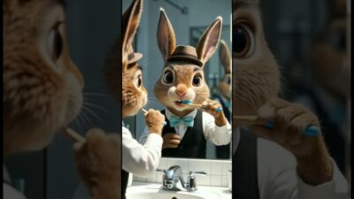 “My rabbit’s morning routine is better than mine ☕️” l #shorts #rabbit #animals #routinevlog