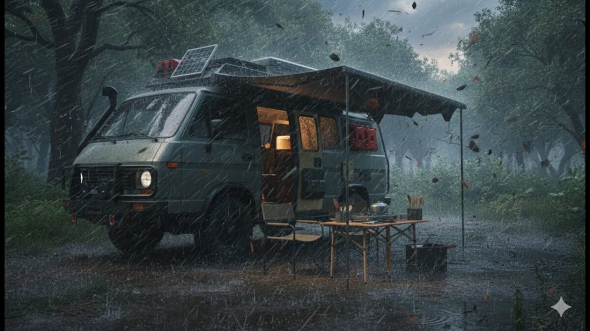 Rain on Campervan at Night in the Woods 🌧️ Pure Nature ASMR for Sleep