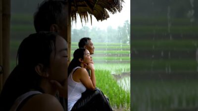 Relaxing Rain ASMR in a Bamboo Hut | Countryside Calm & Natural Ambience #asmr #rain #shorts #nature