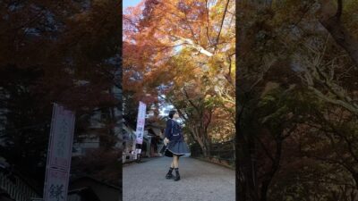 女装　制服で寺社巡り