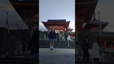 女装　制服で寺社巡り