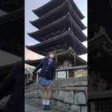 女装　制服で寺社巡り