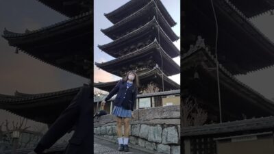 女装　制服で寺社巡り