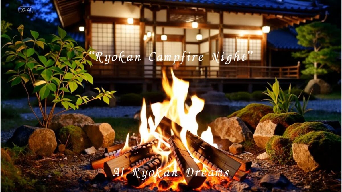 【4K Campfire】Japanese Ryokan at Night – Relaxing Fire Sounds for Sleep & Deep Relaxation