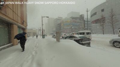 ​4K Japan Walk Snowstorm,Record Heavy Snowfall Sapporo(Nishi Ward)Hokkaido大雪の北海道札幌西区を歩く
