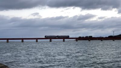 【4K】たんごリレー送り込み！京都丹後鉄道 KTR8000系2両編成 回送 由良川橋梁通過