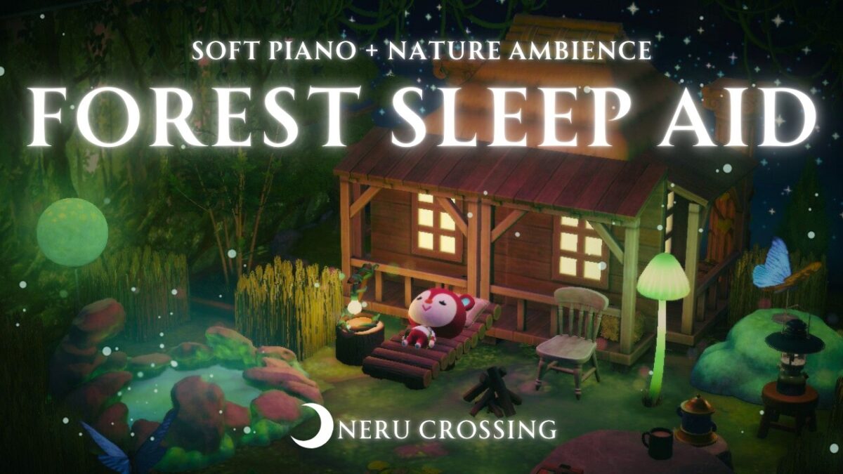 【あつ森BGM】森林浴で癒されて眠る💤心地よい自然音とリラックスピアノ｜川のせせらぎ・鳥のさえずり・焚き火｜8時間｜睡眠用BGM【ACNH】