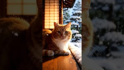 ❄️ Cat at a Japanese Ryokan in Snow | Cozy Winter Aesthetic | 4K