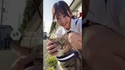 Let’s go for a walk #cat #catvideos #ai #japan #japanesegirl #akiyama