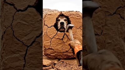 What’s in the dry mud? 😲🐕 Oddly satisfying asmr #viral #shorts