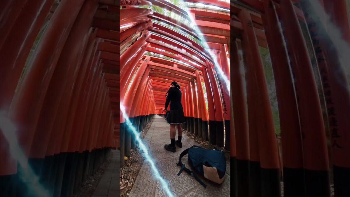 女装　制服で寺社巡り