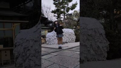 女装　制服で寺社巡り