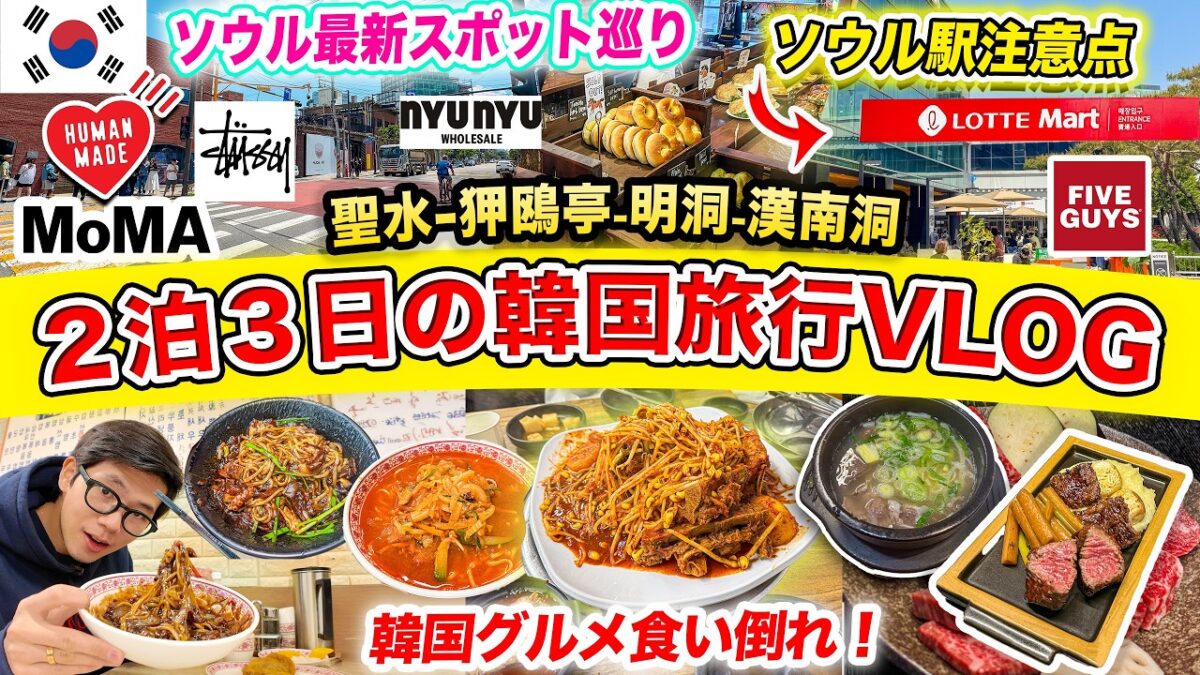 【韓国旅行2026】最新ソウル2泊3日モデルコース🇰🇷聖水・狎鴎亭・明洞・コエックス・漢南洞を完全攻略！ロッテマート爆買い｜Stussy、HUMAN MADE｜最新カフェ、激安アクセ、カムジャタン