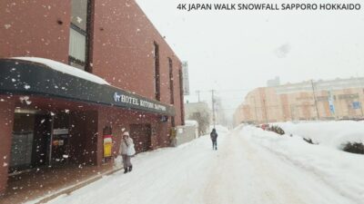 4K Japan walk Snowfall Sapporo suburban area Kotoni Nishi ward北海道札幌地下鉄琴似駅からJR琴似駅へ歩く
