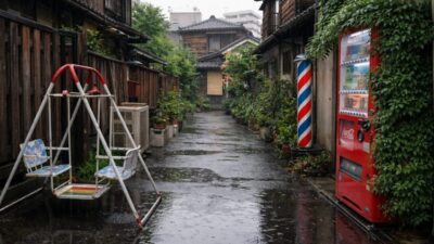 誰もいない、雨の下町散歩。昭和レトロ❘4KPOV – Rainy Tokyo Walk ASMR