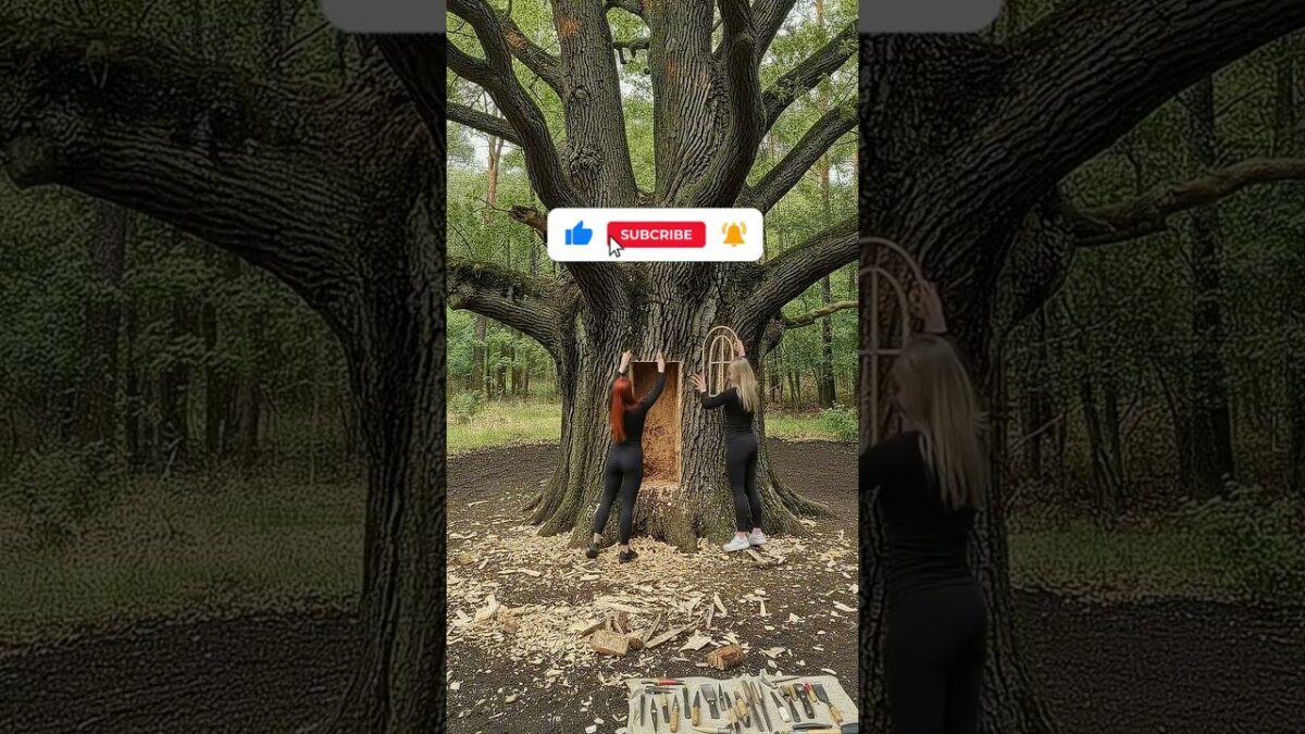 Crafting a Tiny Tree Shelter | ASMR & Woodworking Timelapse