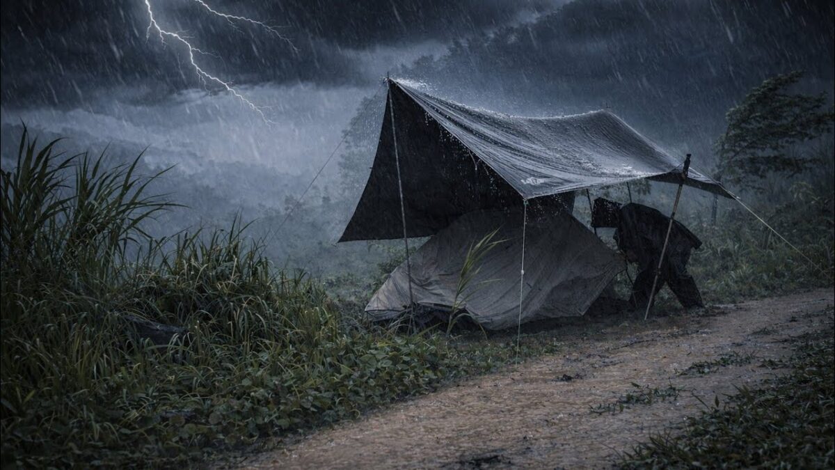 Extreme Thunderstorm Camping Alone