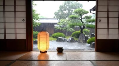 Rainy Night in Edo Period Japan Traditional Ryokan 🏮 Rain Sounds for Deep Sleep & Focus 3 Hours 4K