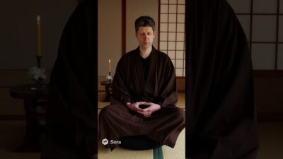 サム・アルトマン、禅寺で座禅　Sam Altman visits a Zen temple for meditation.