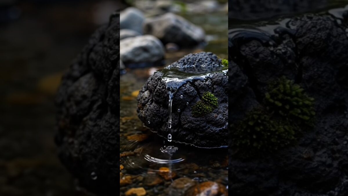 Water Flowing Over Black Volcanic Rock | Ultra Realistic Nature ASMR
