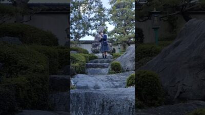 女装　制服で寺社巡り