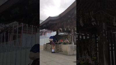 女装　制服で寺社巡り