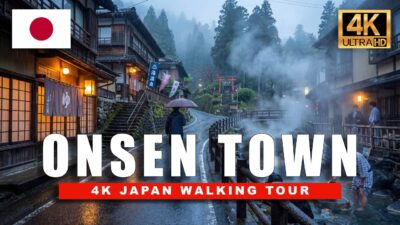 4K Japan Slow Walk | 1000 Year Old Japanese Onsen Town | Yunomine Onsen Hidden in Wakayama Mountains