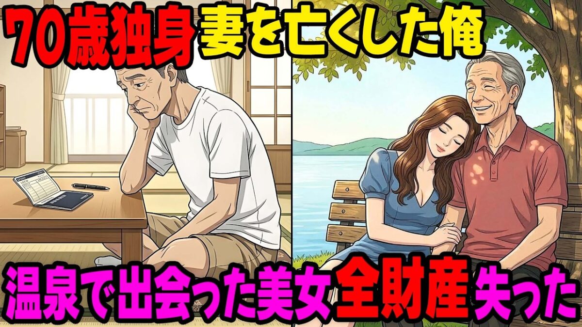 【漫画】70歳で一人旅の温泉へ。そこで出会った優しい女性と恋に落ちた→しかし3ヶ月後、通帳の残高が0になっていた