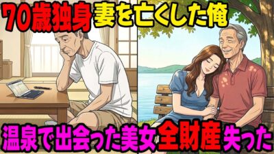 【漫画】70歳で一人旅の温泉へ。そこで出会った優しい女性と恋に落ちた→しかし3ヶ月後、通帳の残高が0になっていた