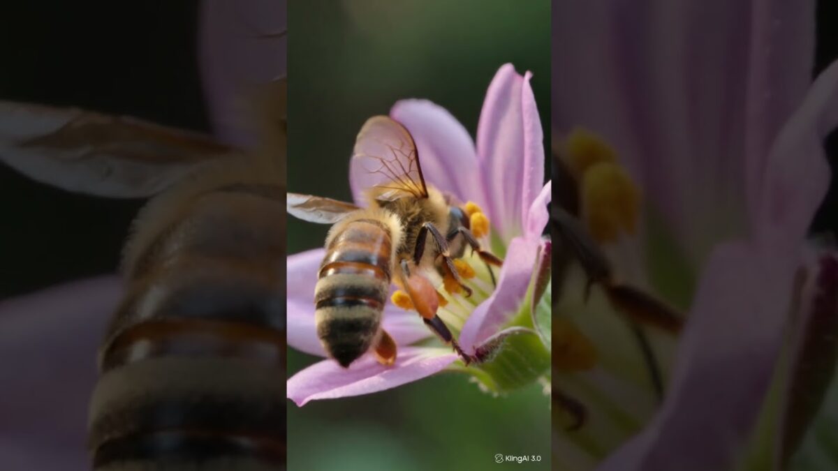 Bee Collecting Nectar 🌸 #shorts #bee #nature #asmr #macro #relaxing
