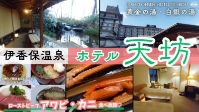 【伊香保温泉】ホテル天坊に泊まる温泉バス旅♪アワビ・カニ食べ放題のビュッフェ【群馬県】Ikaho Onsen Hotel Tenbouルームツアー♪