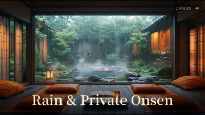 Kyoto Ryokan Retreat | Private Onsen & Ambient Spa Music | 2 Hours 4K