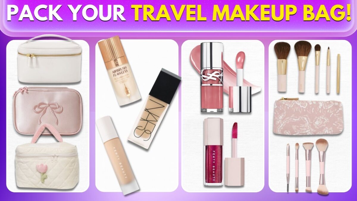 Pack Your Dream Travel Makeup Bag ✈️💄  Cute Girly Travel Essentials Challenge