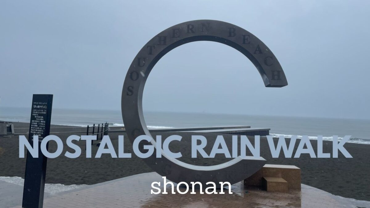 【雨の散歩】誰もいない茅ケ崎の海辺を歩く。Relaxing winter rain walk.　波音　雨音　癒し　ヒーリング