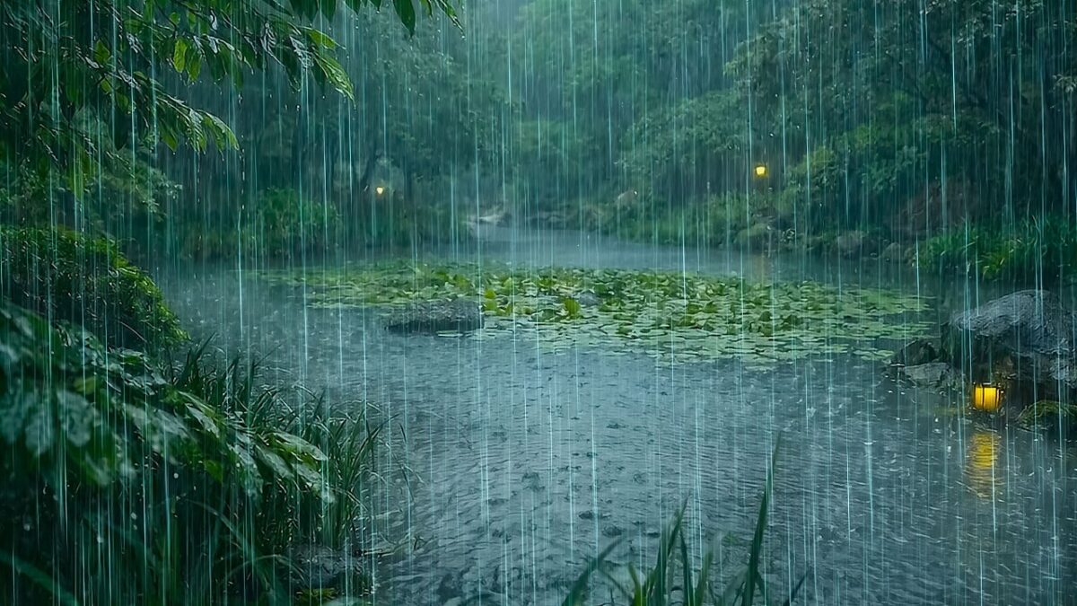 Soft Rain Falling on Lake in Forest | Nature ASMR Forest Rain, Deep Sleep