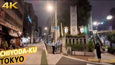 Tokyo night walk: Kudanshita to Iidabashi · Japan in 4K