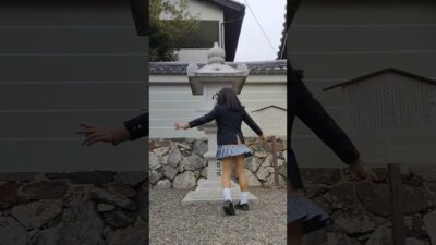 女装　制服で寺社巡り