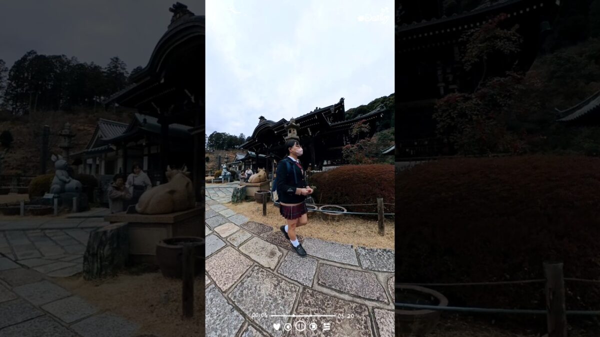 女装　制服で寺社巡り