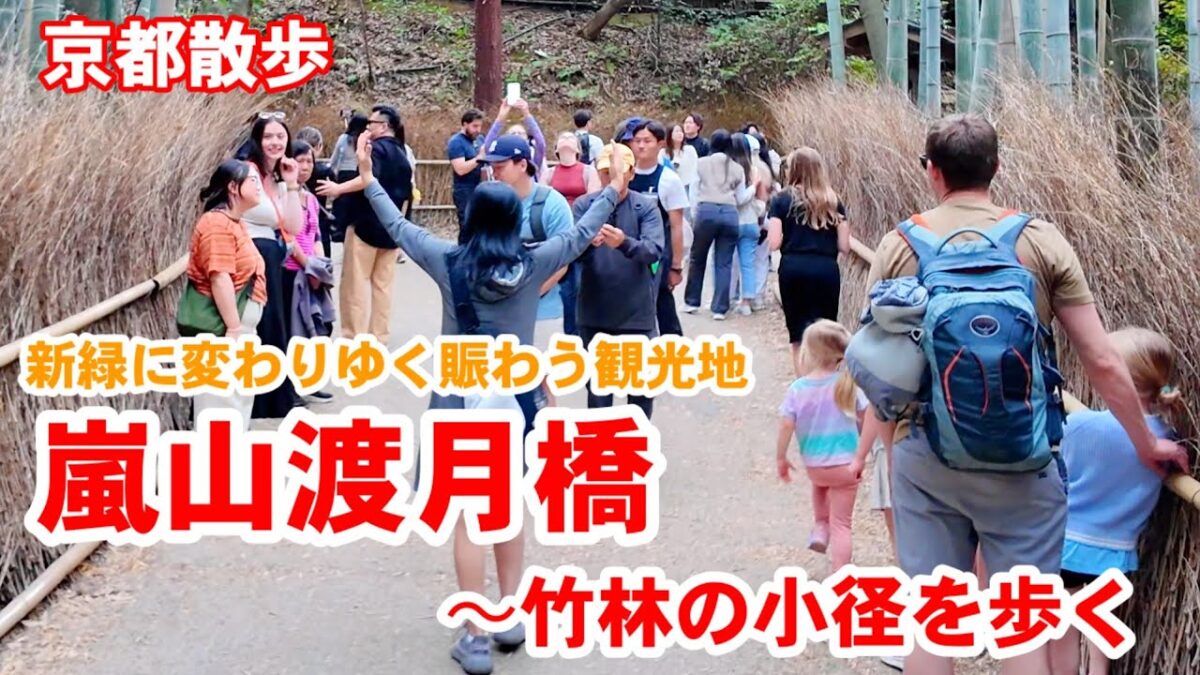 4/14(火)京都散歩 観光客で賑わう嵐山渡月橋〜竹林の小径を歩く【4K】Kyoto Japan Walk