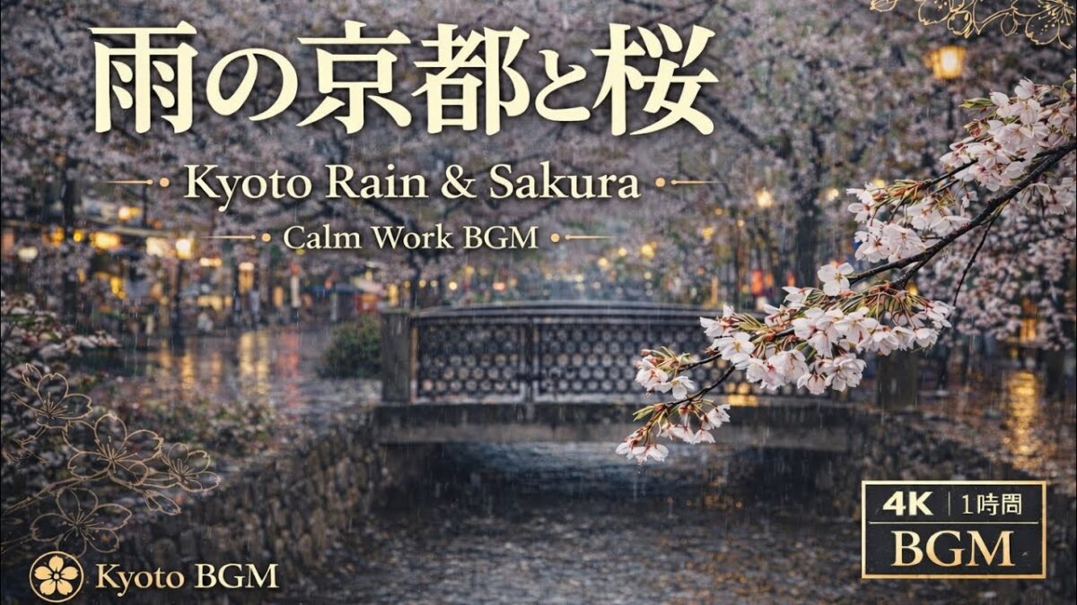 【4K】雨の日の桜 京都 1時間作業用BGM Lo-fi Ambient Walk in Rainy Kyoto | Cherry Blossoms