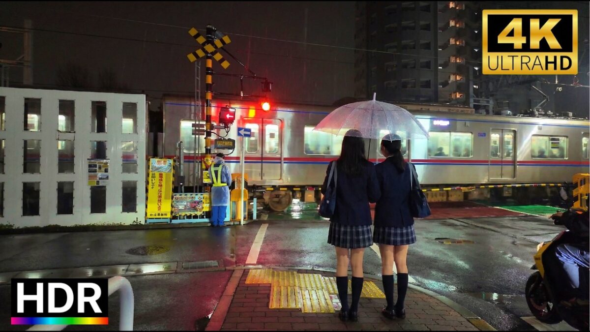 【4K/HDR/ASMR】 雨音に包まれる東京の下町散歩  亀有商店街から６号線を歩いて立石駅までを散策｜日本