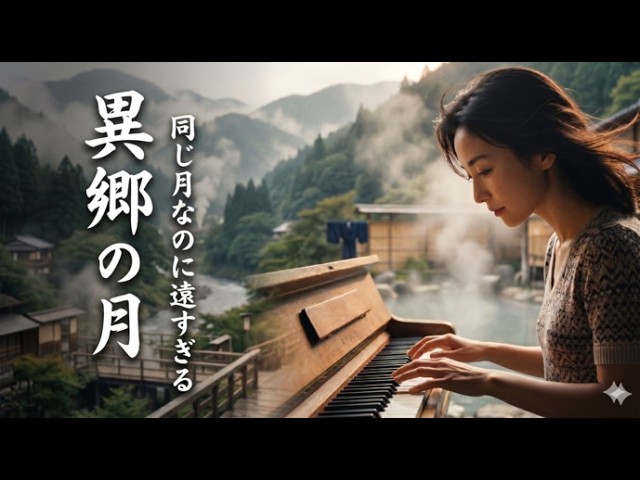 追憶のピアノ「山間の温泉・一人旅」演歌・歌謡メドレー｜作業用BGM